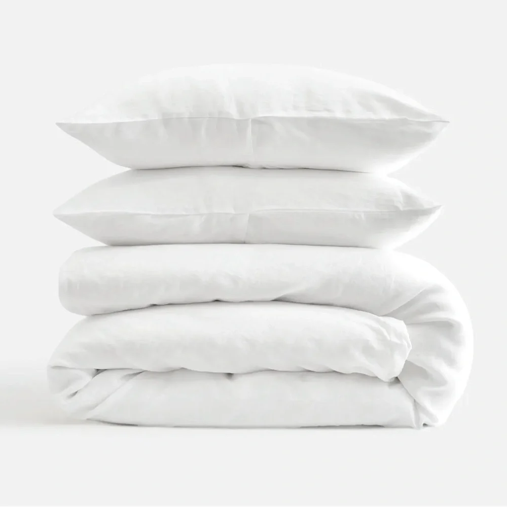 NWT Quince European White Linen Queen Duvet Set with Shams - Picture 1 of 5